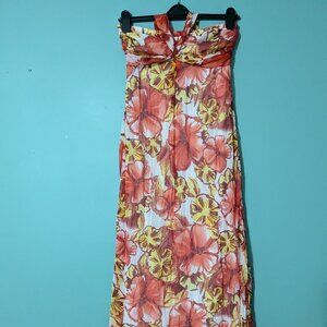 Xhilaration Red & Yellow Floral Maxi Size M